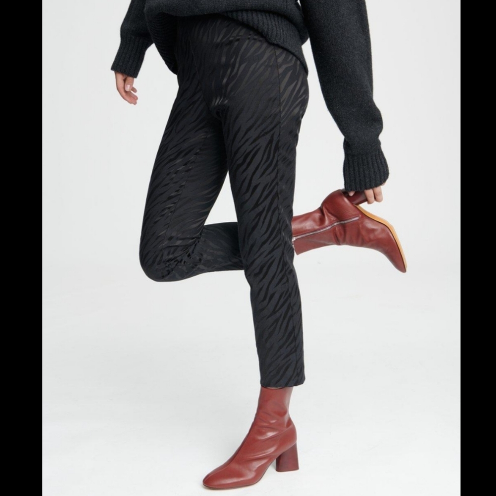 rag & bone Black Subtle Zebra-Print Slim Trousers